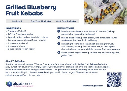 Recipe Card - Grilled Blueberry Fruit Kebabs