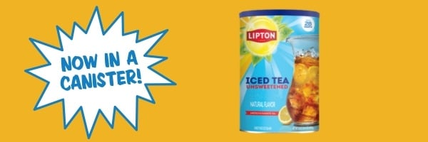 Lipton Iced Tea Unsweetened Package; Now in a canister