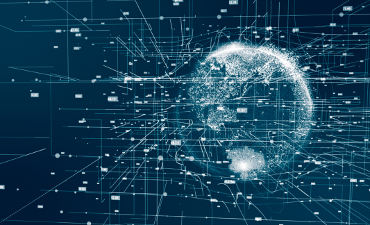 various datapoints in front of globe