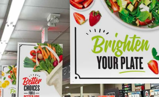 Brighten Your Plate hanging signs